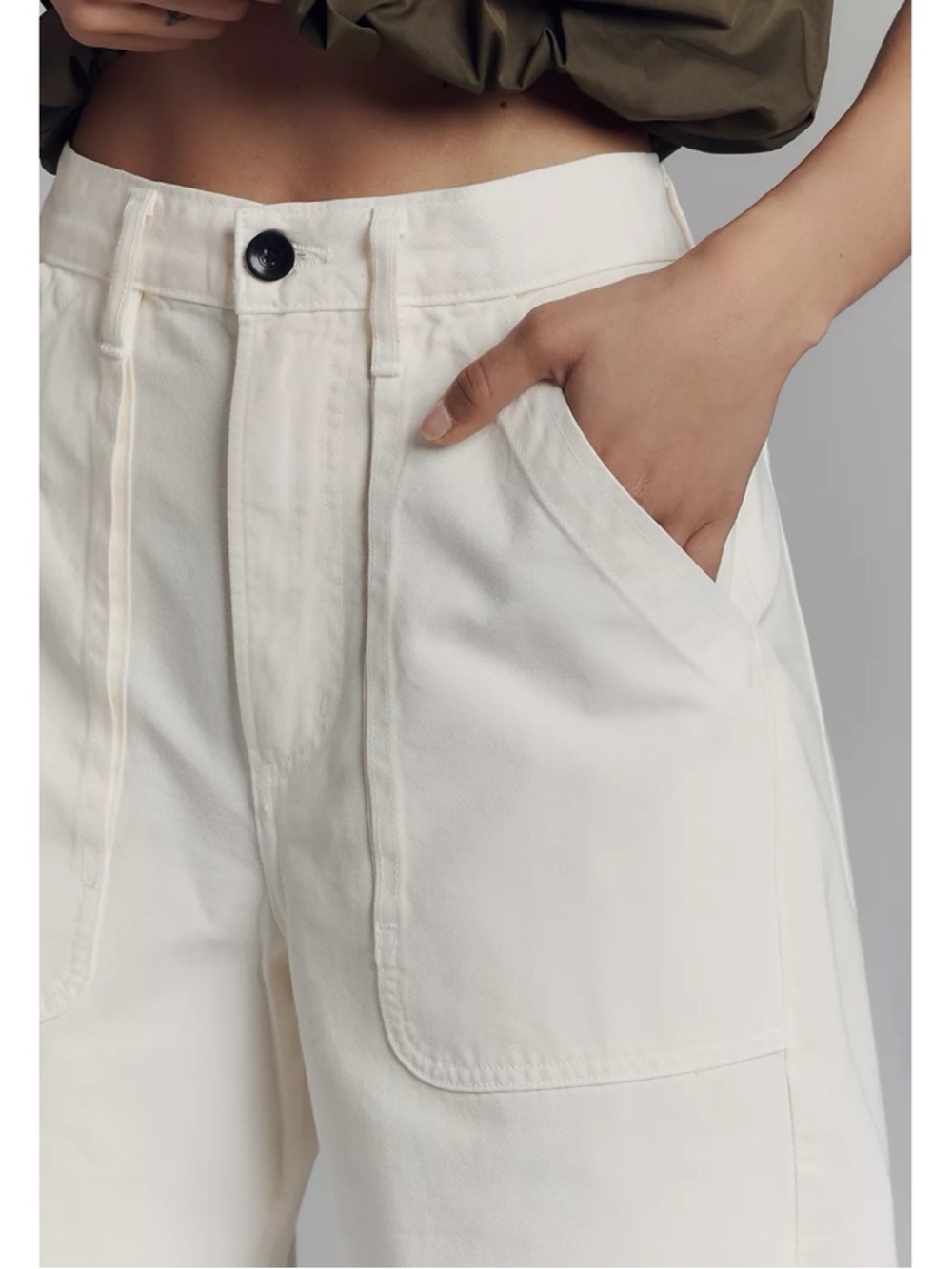 NWT Citizens of Humanity Ayla Cargo Wide-Leg Jeans Pashmina White 27 - Picture 3 of 14